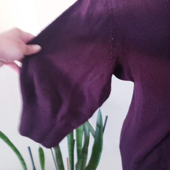 VINCE Knit Wool Blend Open Wrap Long Line Cardigan - Burgundy M - Picture 5 of 12